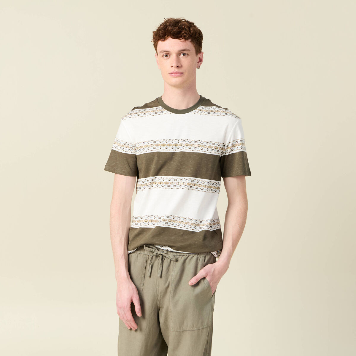 T-shirt manches courtes vert kaki homme
