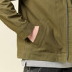 Blouson droit court en coton vert kaki homme