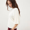 Pull droit manches 3/4 col rond ecru femme