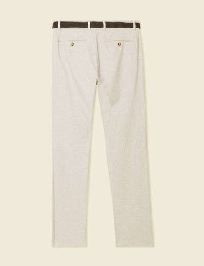 Pantalon chino longueur 32 avec ceinture gris fonc&eacute; homme