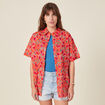 Chemise en coton manches courtes orange femme