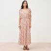 Robe fluide col v manches courtes multicolore femme