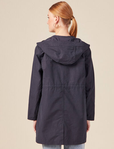 Parka à capuche déperlante bleu foncé femme