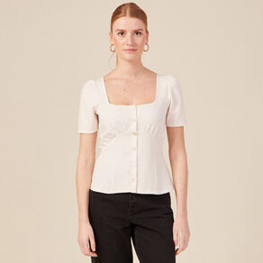 T-shirt manches courtes ecru femme