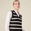 Pull droit court sans manches col v noir femme