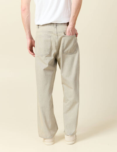 Jeans large 5 poches denim beige homme