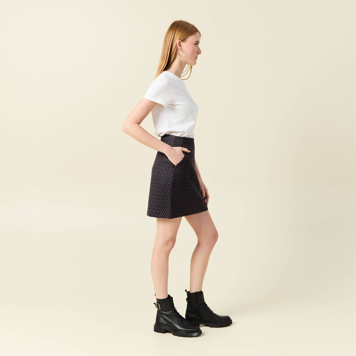 Jupe droite noir femme