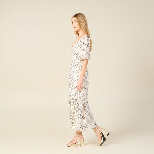 robe longue evasee fluide blanc femme Robe longue évasée fluide blanc femme