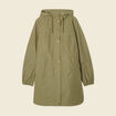 Parka longue &agrave; capuche vert kaki femme