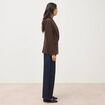 Blazer manches longues col tailleur marron fonc&eacute; femme