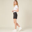 Short droit simili cuir &agrave; pont noir femme