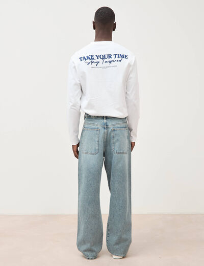 Jeans loose longueur 32 en coton denim dirty homme
