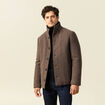 Manteau droit court col montant taupe homme