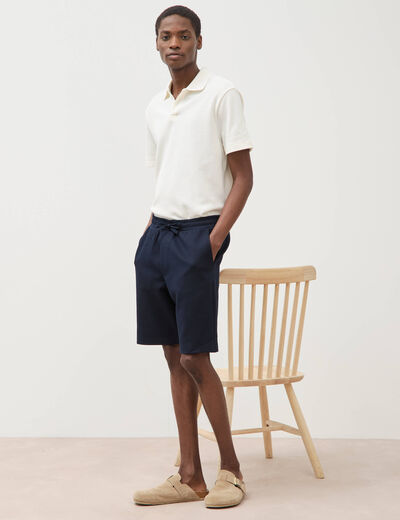 Bermuda droit &eacute;lastiqu&eacute; bleu marine homme
