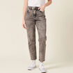 Jeans straight 5 poches denim snow gris femme