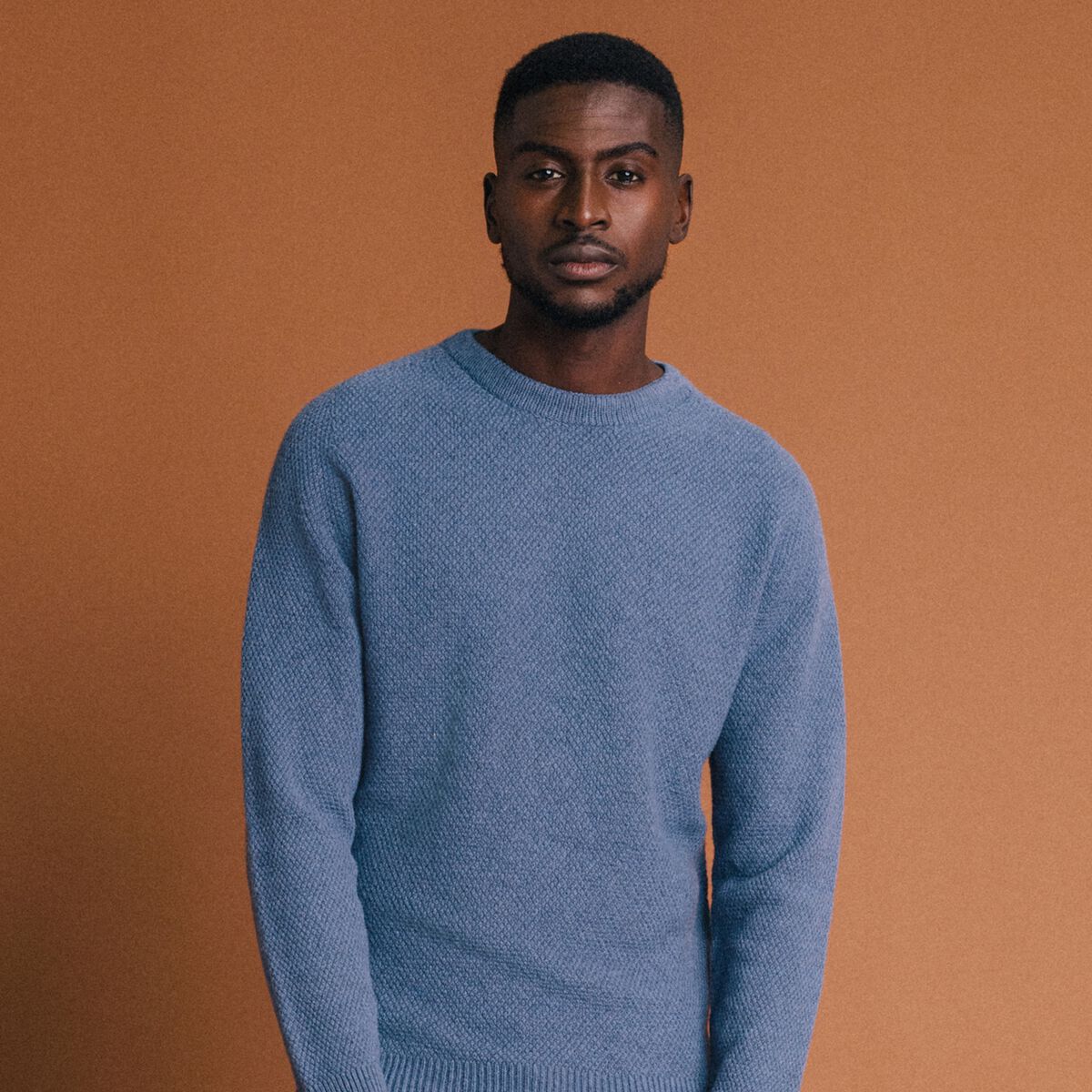 Pull manches longues fabriqu&eacute; en France bleu fonc&eacute; homme