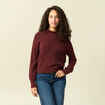 Pull col montant manches longues bordeaux femme