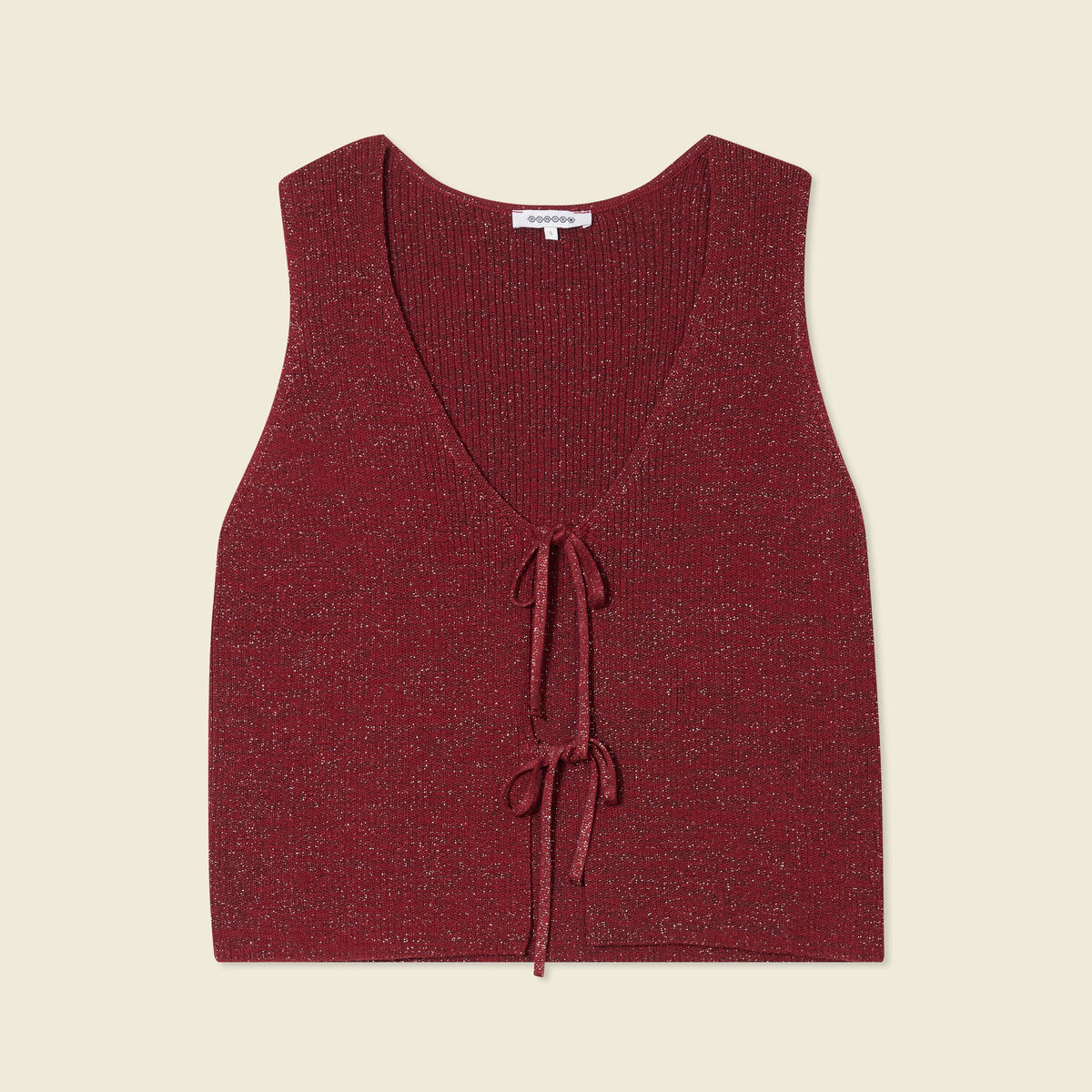 Débardeur tricot noué rose framboise femme