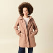 Parka longue droite d&eacute;perlante &agrave; capuche marron clair femme