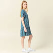 Robe évasée manches courtes bleu femme