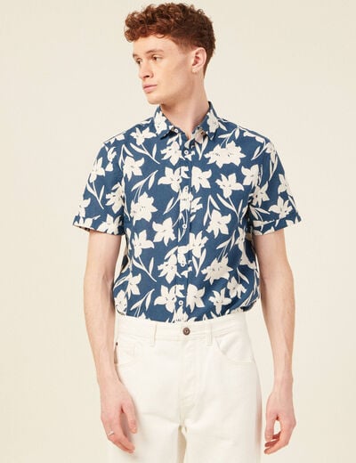 Chemise manches courtes bleu homme