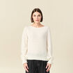 Pull ajour&eacute; col bateau manches longues ecru femme
