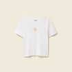 T-shirt ajust&eacute; cropped col rond ivoire femme