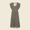 Robe longue &eacute;vas&eacute;e col v manches courtes noir femme