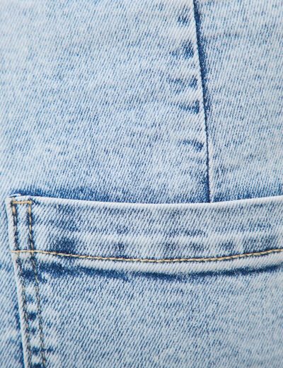 Jeans large taille haute denim bleach femme