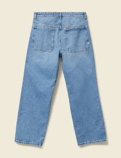 Jeans loose longueur 32 en coton denim bleach homme