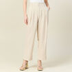 Pantalon large taille haute sable femme
