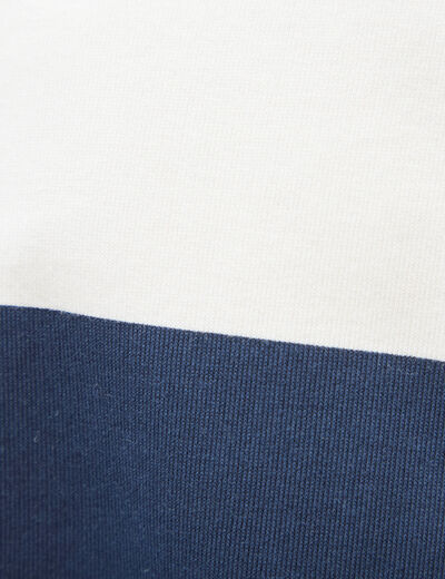 Sweat col polo manches longues bleu marine homme