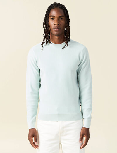 Pull fin col rond manches longues bleu clair homme