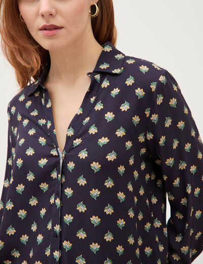 Blouse manches longues bleu marine femme