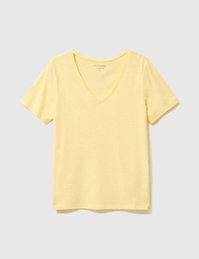 T-shirt manches courtes jaune pastel femme