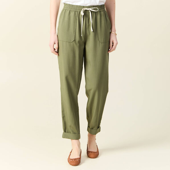 pantalon droit a coulisse vert kaki femme Pantalon droit à coulisse vert kaki femme