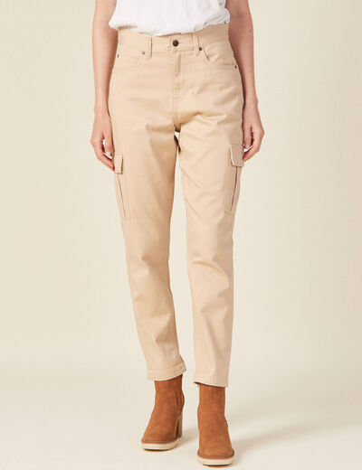 Pantalon cargo beige femme