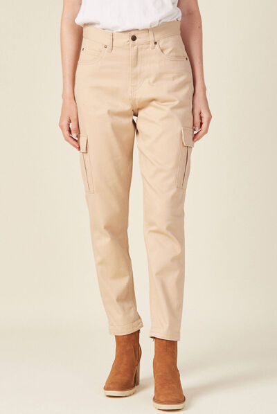 Pantalon cargo beige femme