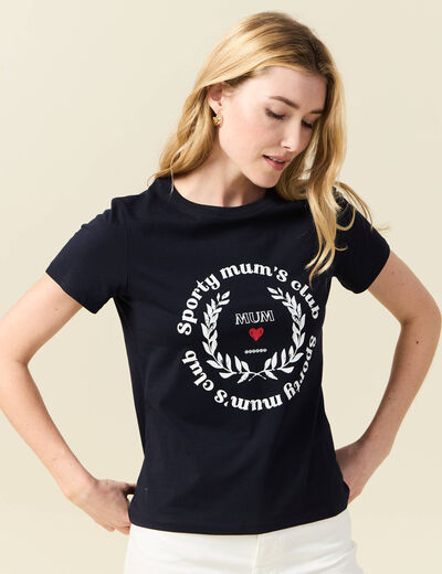 T-shirt manches courtes bleu marine femme