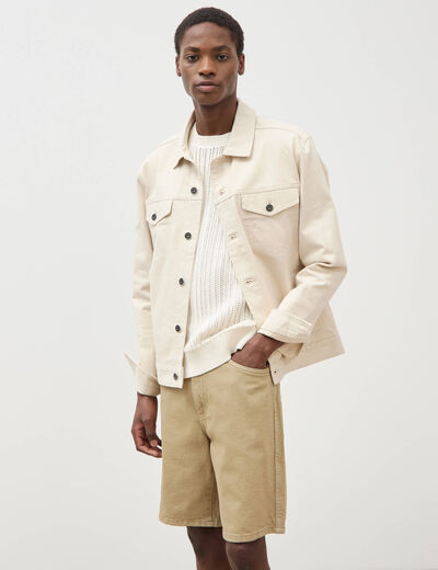 Bermuda en jean coton beige homme
