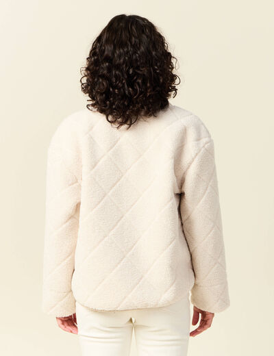 Blouson bouclette creme femme