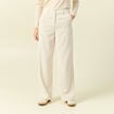 Pantalon large taille haute en velours creme femme