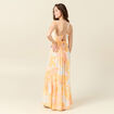 Robe longue évasée à bretelles orange clair femme