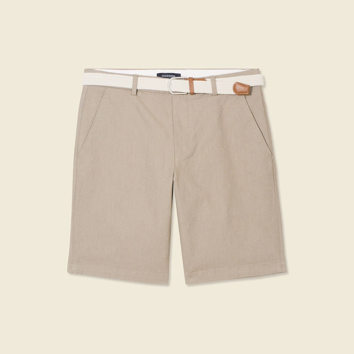 Bermuda droit chino ceinture sable homme