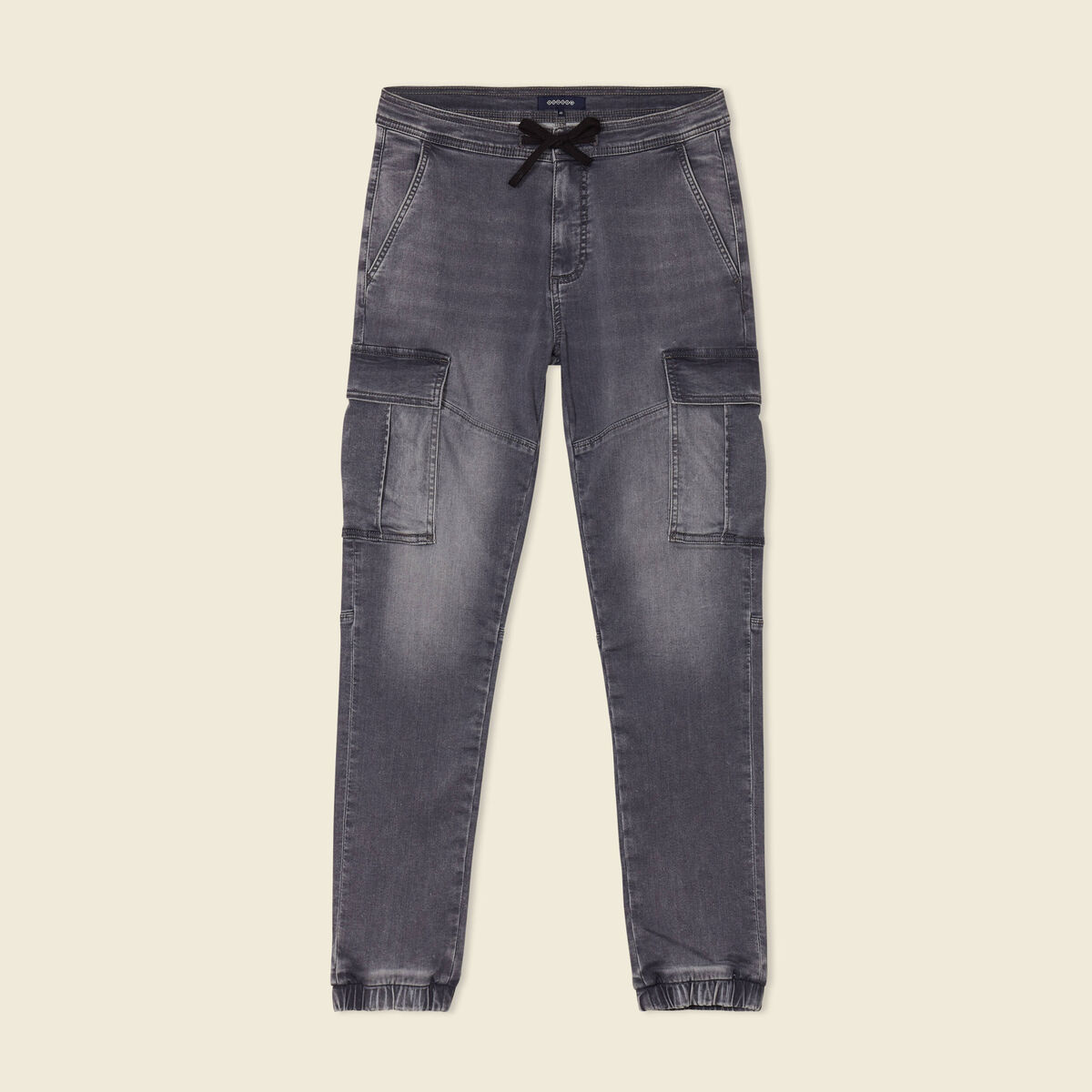 Jeans battle à coulisse denim gris homme