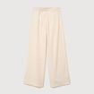 Pantalon large taille haute ceinture ivoire femme