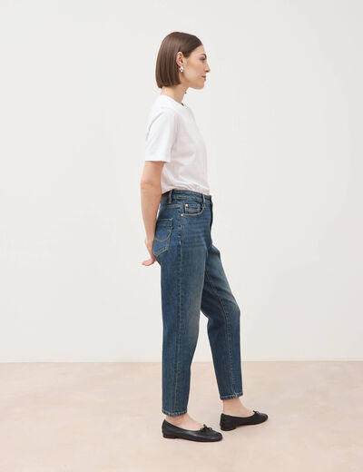 Jeans mom 7/8&egrave;me bleu femme