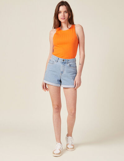 Débardeur bretelles larges orange femme