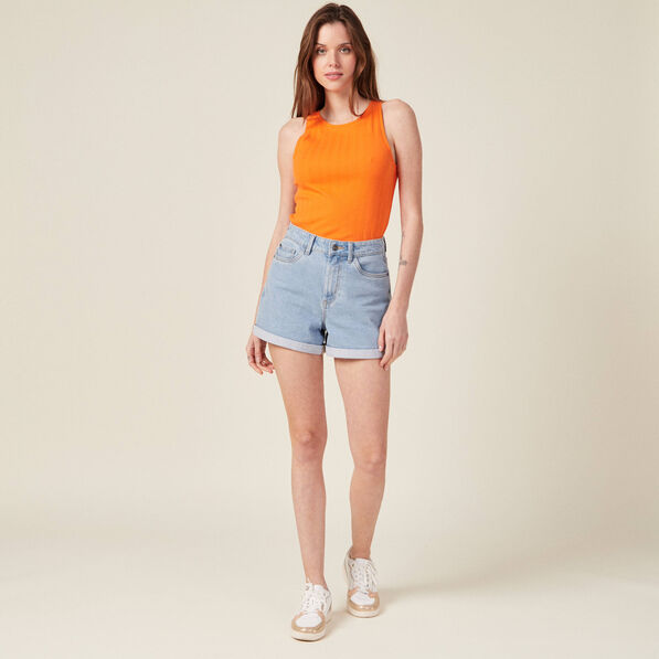 Débardeur bretelles larges orange femme