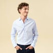 Chemise droite courte col italien bleu ciel homme
